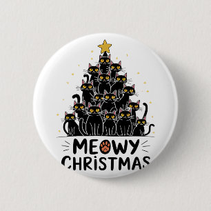 Chapa Redonda De 5 Cm Meowy Navidades Gatos Árboles Niños Chicas Meowy