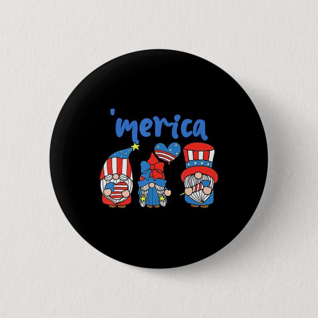 Chapa Redonda De 5 Cm Merica Gnomes Estados Unidos Bandera Fuegos artifi (Anverso)