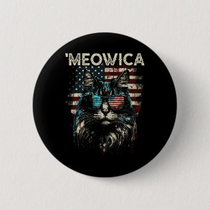 Chapa Redonda De 5 Cm Merica Patriótica Maine Coon Cat