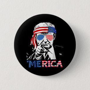 Chapa Redonda De 5 Cm Merica Shirt Felíz 4 De Julio Merica Trump