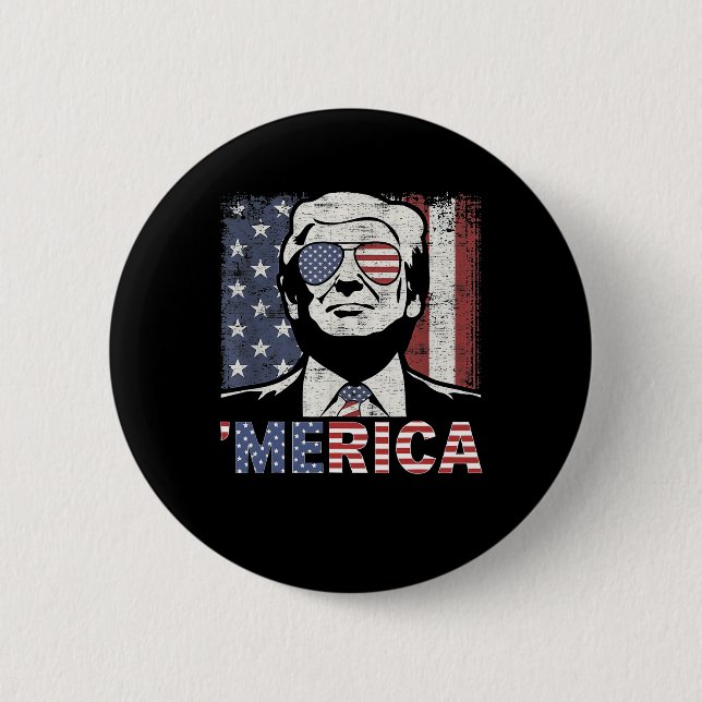 Chapa Redonda De 5 Cm Merica Trump Feliz 4 De Julio Bandera Norteamerica (Anverso)