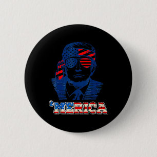 Chapa Redonda De 5 Cm Merica Trump Feliz 4 De Julio Bandera Norteamerica