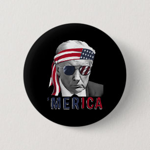 Chapa Redonda De 5 Cm Merica Trump Feliz 4 De Julio Bandera Norteamerica