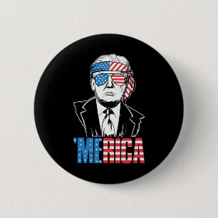 Chapa Redonda De 5 Cm Merica Trump Feliz 4 De Julio Bandera Norteamerica