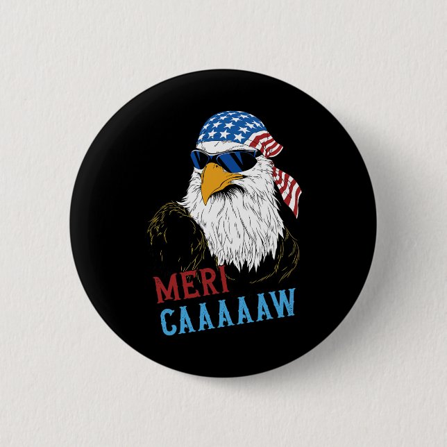 Chapa Redonda De 5 Cm Mericaaaaw Eagle Mullet 4 De Julio Eeuu Estadounid (Anverso)