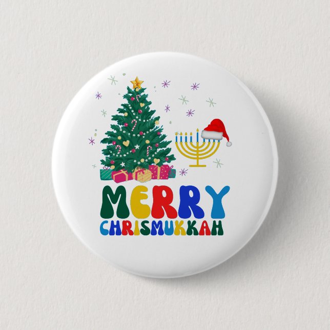 Chapa Redonda De 5 Cm Merry Chrismukkah (Anverso)