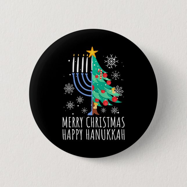 Chapa Redonda De 5 Cm Merry Chrismukkah Navidades felices Hanukkah (Anverso)