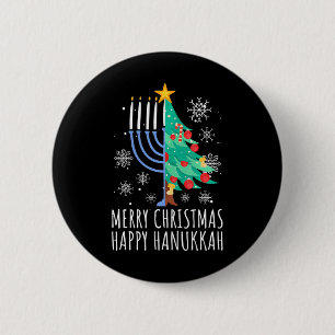 Chapa Redonda De 5 Cm Merry Chrismukkah Navidades felices Hanukkah