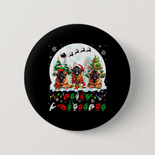 Chapa Redonda De 5 Cm Merry Christmas Asl Rótulo Language Three Santa Le
