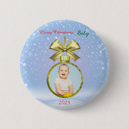 Chapa Redonda De 5 Cm Merry Christmas Baby Photo 