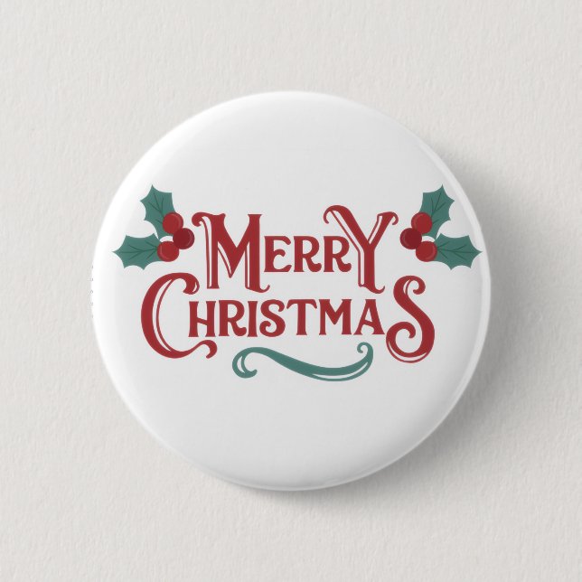 Chapa Redonda De 5 Cm Merry Christmas Button – Holiday Cheer Accessory (Anverso)