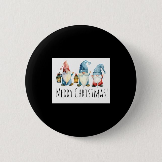 Chapa Redonda De 5 Cm Merry Christmas Cute Christmas Gnomes  (Anverso)