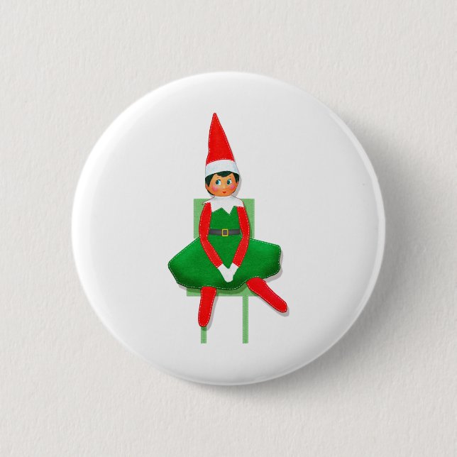 Chapa Redonda De 5 Cm Merry Christmas Elf Chair (Anverso)