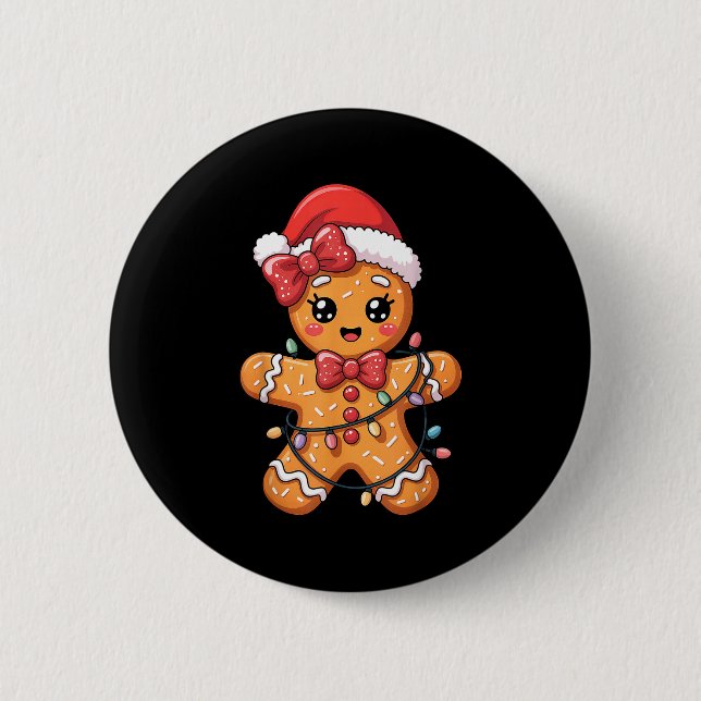 Chapa Redonda De 5 Cm Merry Christmas Gingerbread  (Anverso)