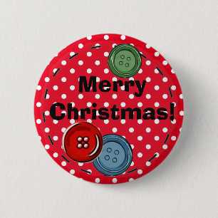 Chapa Redonda De 5 Cm Merry Christmas Pin con botones y puntas