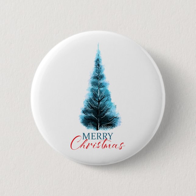 Chapa Redonda De 5 Cm Merry Christmas pine tree (Anverso)