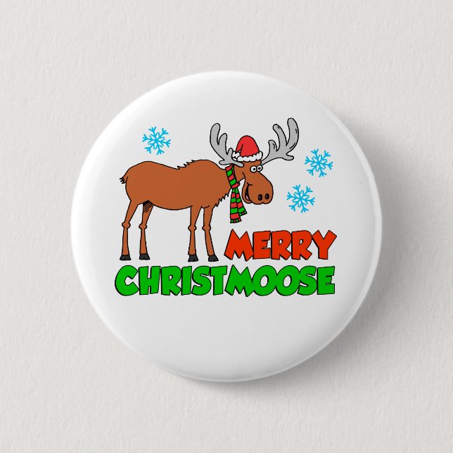 Chapa Redonda De 5 Cm Merry Christmoose Cute Holiday Pun (Anverso)