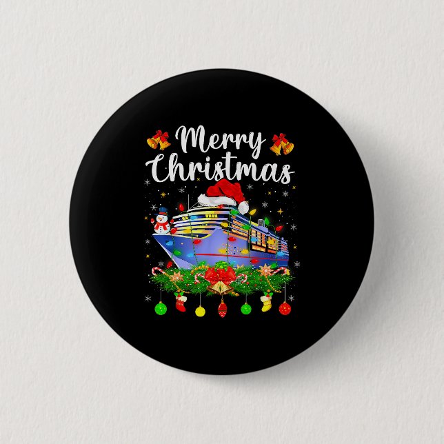 Chapa Redonda De 5 Cm Merry Cruisemas Xmas Lighting Santa Cruise Ship Ch (Anverso)