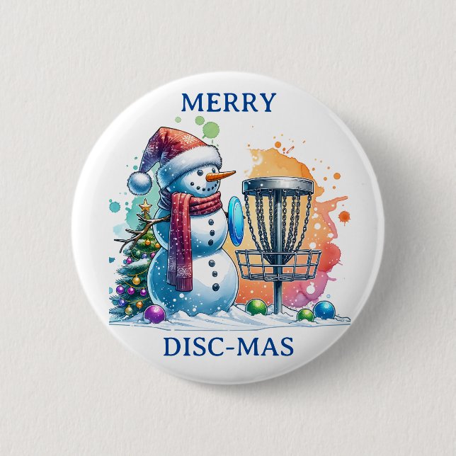 Chapa Redonda De 5 Cm Merry Disk-mas | Navidades de discos de golf (Anverso)