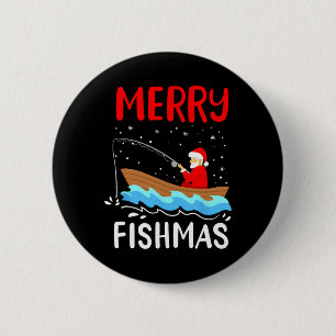 Chapa Redonda De 5 Cm Merry Fishmas Navidades graciosos