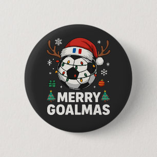 Chapa Redonda De 5 Cm Merry Goalmas Francia - Fútbol divertido de Navida