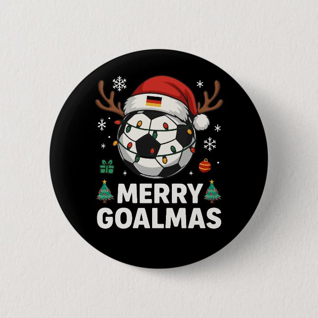 Chapa Redonda De 5 Cm Merry Goalmas - Funny Soccer Christmas (Anverso)