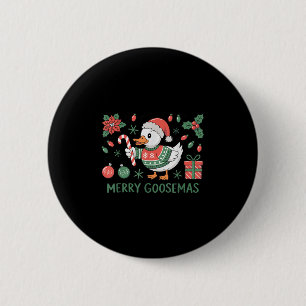 Chapa Redonda De 5 Cm Merry Goosemas Ganso Navideño Lindo Sombrero de Sa