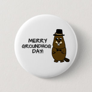 Chapa Redonda De 5 Cm Merry Groundhog Day