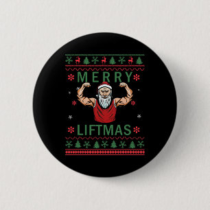Chapa Redonda De 5 Cm Merry Liftmas - Navidades Bodybuilder Gym Workout
