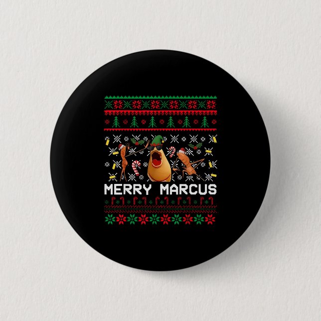 Chapa Redonda De 5 Cm Merry Marcus Ugly Christmas Sweater Funny The Worm (Anverso)