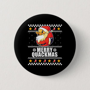 Chapa Redonda De 5 Cm Merry Quackmas Navidades Duck Santa Claus Meme