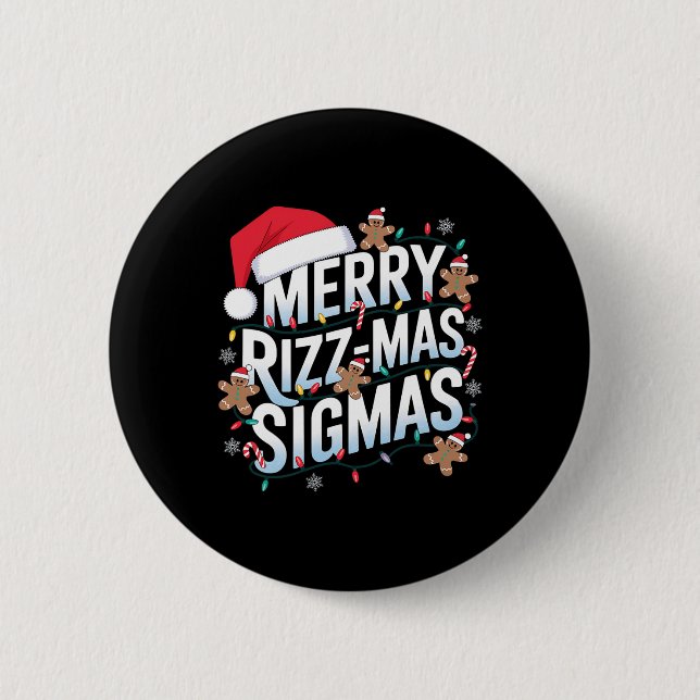 Chapa Redonda De 5 Cm Merry Rizz Mas Sigmas Funny Alpha Navidades Santa (Anverso)