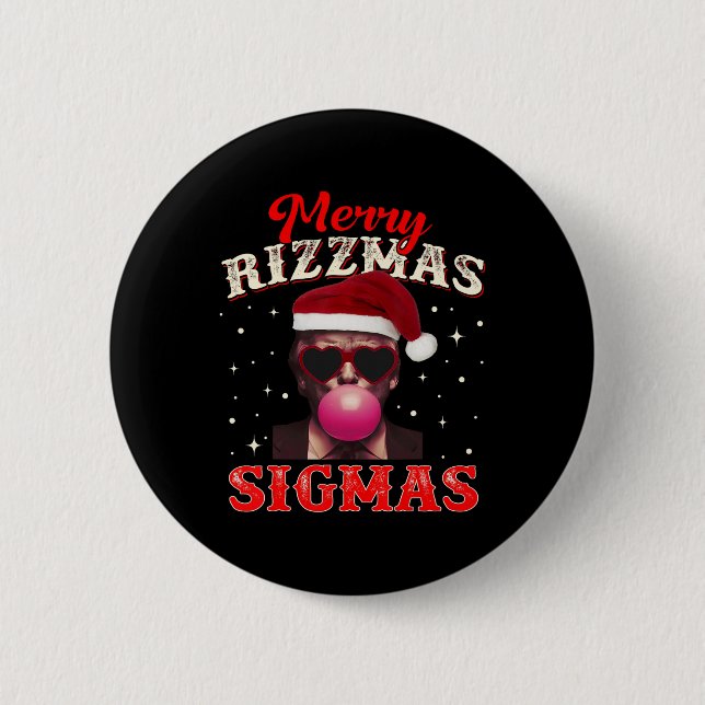 Chapa Redonda De 5 Cm Merry Rizz Mas Sigmas Gen Alpha Trump Santa Cristo (Anverso)