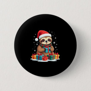 Chapa Redonda De 5 Cm Merry Slothmas lindos Navidades persiguen Santa ha