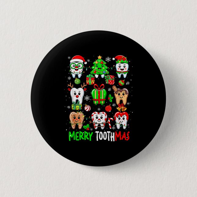 Chapa Redonda De 5 Cm Merry Toothmas Teeth Collection Santa Reindeer Xma (Anverso)