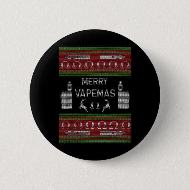 Chapa Redonda De 5 Cm Merry Vapemas - Suéter Navidades feos (Anverso)