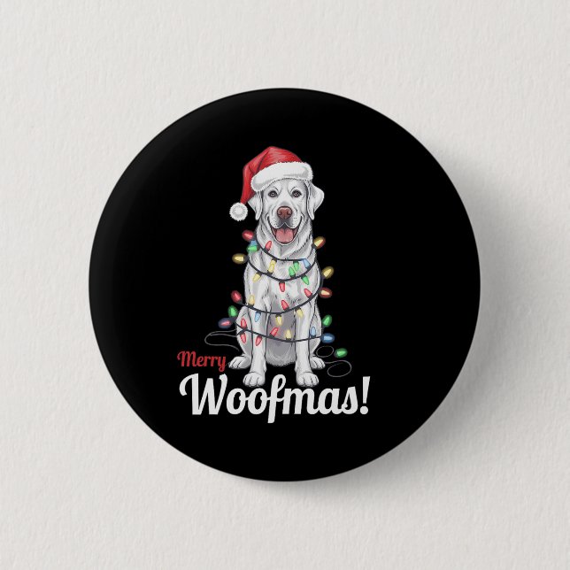 Chapa Redonda De 5 Cm Merry Woofmas Silver Labrador Dog Light Decour Chr (Anverso)