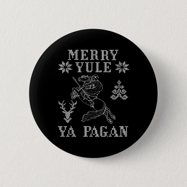 Chapa Redonda De 5 Cm Merry Yule Ya Pagan Odin En Sleipnir Viking Christ (Anverso)