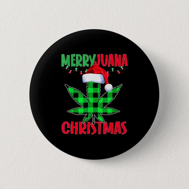Chapa Redonda De 5 Cm Merryjuana Weed Leaf Funny Christmas Pajama X-mas  (Anverso)