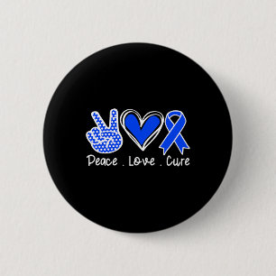 Chapa Redonda De 5 Cm Mes de Conciencia Cinta Azul Paz Cure Faith