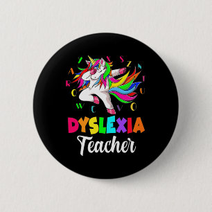 Chapa Redonda De 5 Cm Mes de Conciencia Docente Dislexia Terapia Unicorn