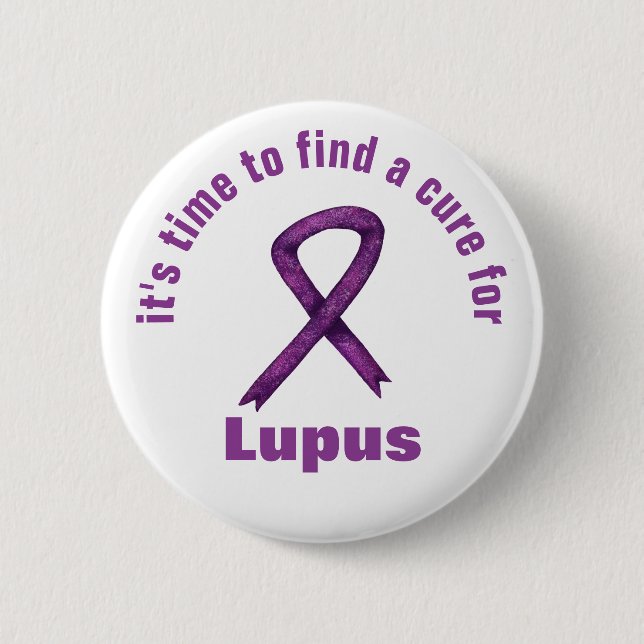 Chapa Redonda De 5 Cm Mes de Conciencia Lupus / Personalizado Cinta Púrp (Anverso)