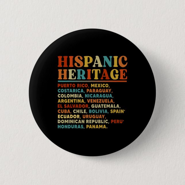 Chapa Redonda De 5 Cm Mes de la herencia hispánica todos los países lati (Anverso)