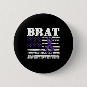 Chapa Redonda De 5 Cm Mes de niño militar morado Orgulloso Brat Kids Ame