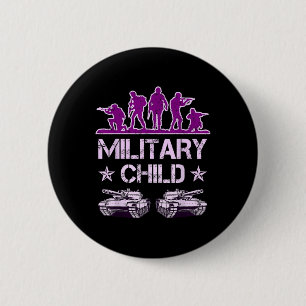 Chapa Redonda De 5 Cm Mes Del Niño Militar Para Niños Camo Milit Púrpura