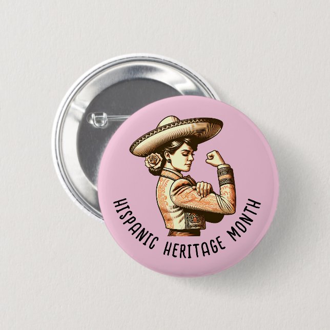 Chapa Redonda De 5 Cm Mes del Patrimonio Hispano (Anverso y reverso)