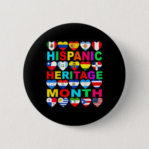 Chapa Redonda De 5 Cm Mes del Patrimonio Hispano Países Latinos Nacional