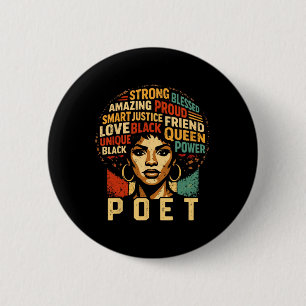 Chapa Redonda De 5 Cm Mes del Poeta de la Historia Negra Arte Orgulloso