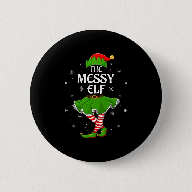 Chapa Redonda De 5 Cm Messy Elf Christmas Family Girls Women Elf Squad X (Anverso)