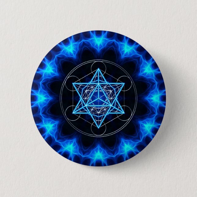 Chapa Redonda De 5 Cm Metatrons dado - Merkaba estrella Tetraeder - (Anverso)